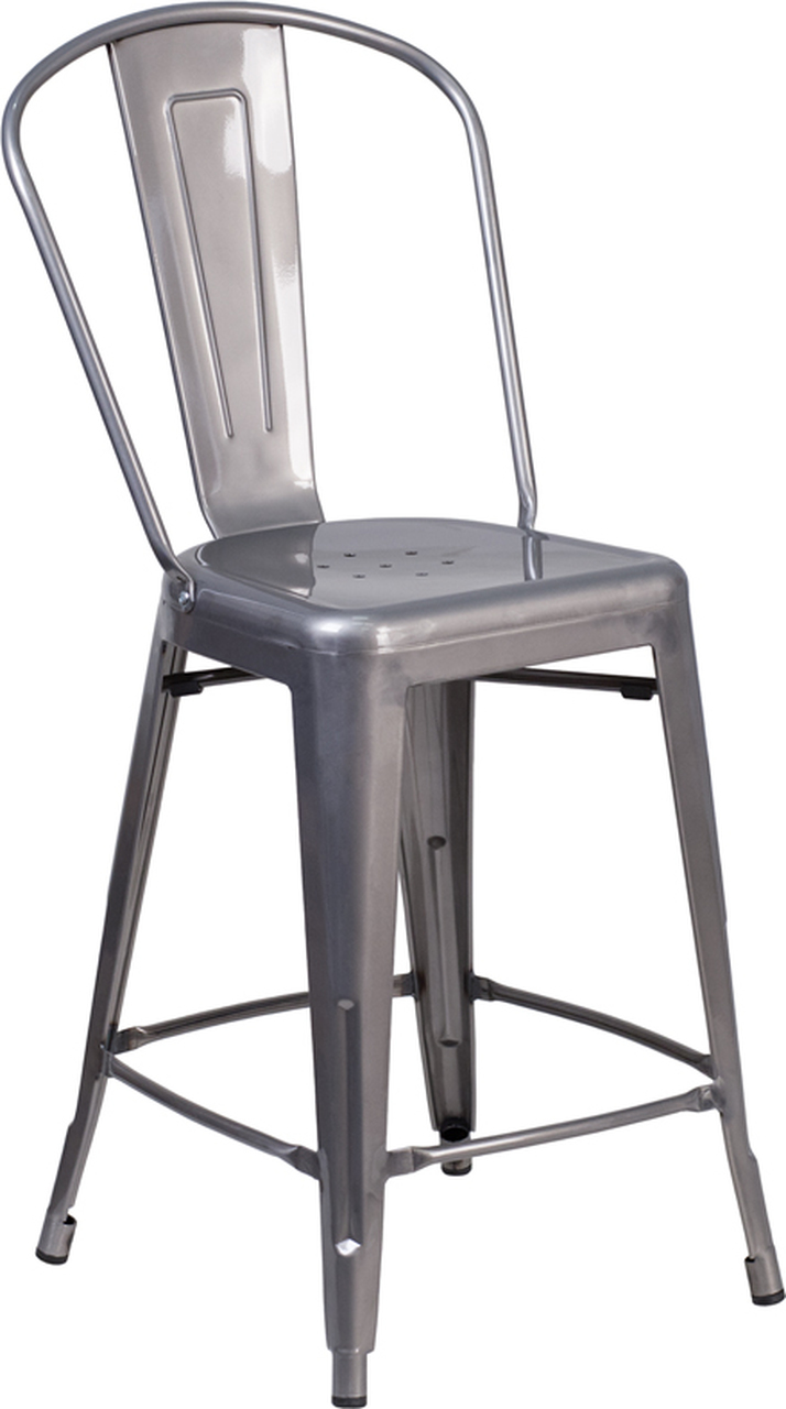 Metal Indoor-Outdoor Stools with Back