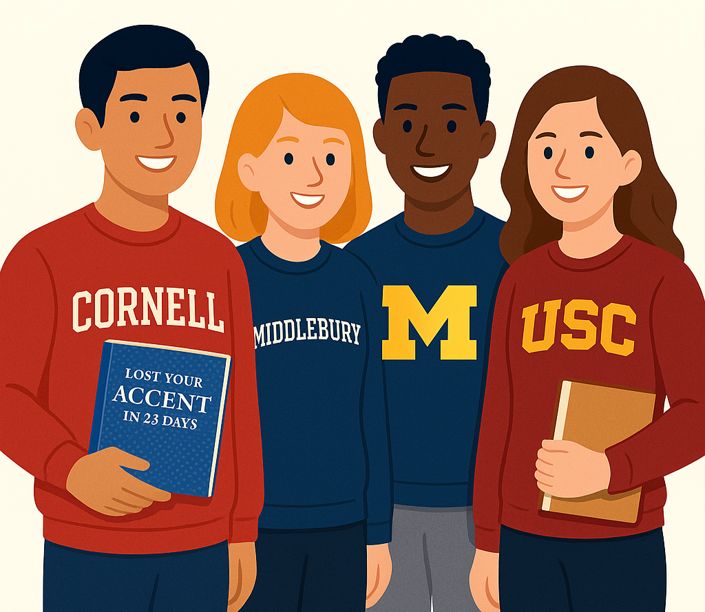 University students using Lose Your Accent in 28 Days