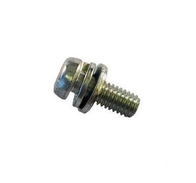 Close-up view of Chief Enterprises P424 M6 SEMS screw with pre-attached washer, featuring zinc-coated steel construction for secure mounting in automotive and industrial applications.