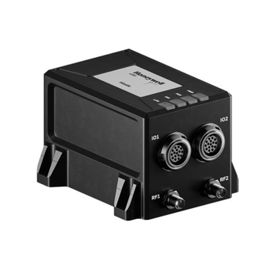Front of Honeywell HGuide n580-B258 inertial navigation module (68910580-B258) with dual IO1 and IO2 circular connectors, RF1 and RF2 antenna ports, black industrial enclosure for positioning and navigation