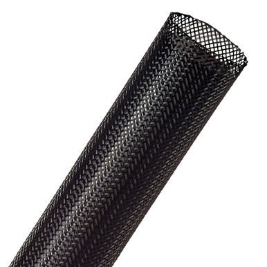 PTN1.25BK TechFlex Sleeving, Flexo PET, 1-1/4 Inch, Black, 250ft Spool