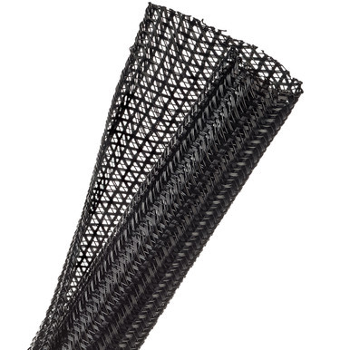 F6N1.00BK TechFlex Sleeving, F6, PET, 1 Inch, Black, Self-Wrapping, 400ft Box