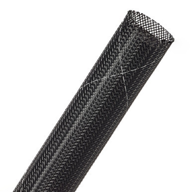 CCF1.00TB TechFlex Sleeving, Clean Cut, Flame Retardant, 1 Inch, Black w/White Tracer, 50ft Spool