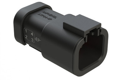 ATP04-4P-EP13 Amphenol Sine - 4-Way Receptacle, 4 Pin, Key Blank, Nickel, Black