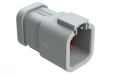ATP04-6PB-P021 Amphenol Sine - 6-Way Receptacle, 6 Pin, Key B, Nickel, Grey