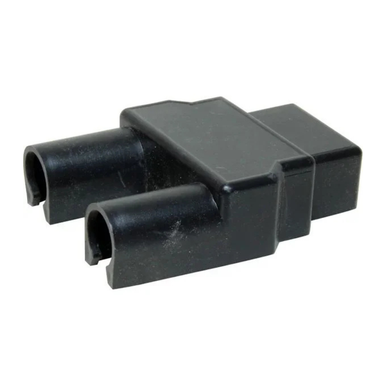 Black VTE 468D9V14 battery terminal insulator with dual cable entry design for battery connection protection