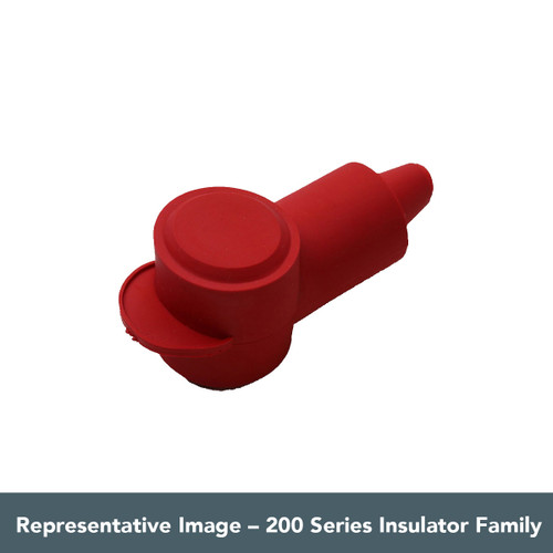 Representative image of a red insulating cap from the VTE 200 Series lug and ring terminal product line