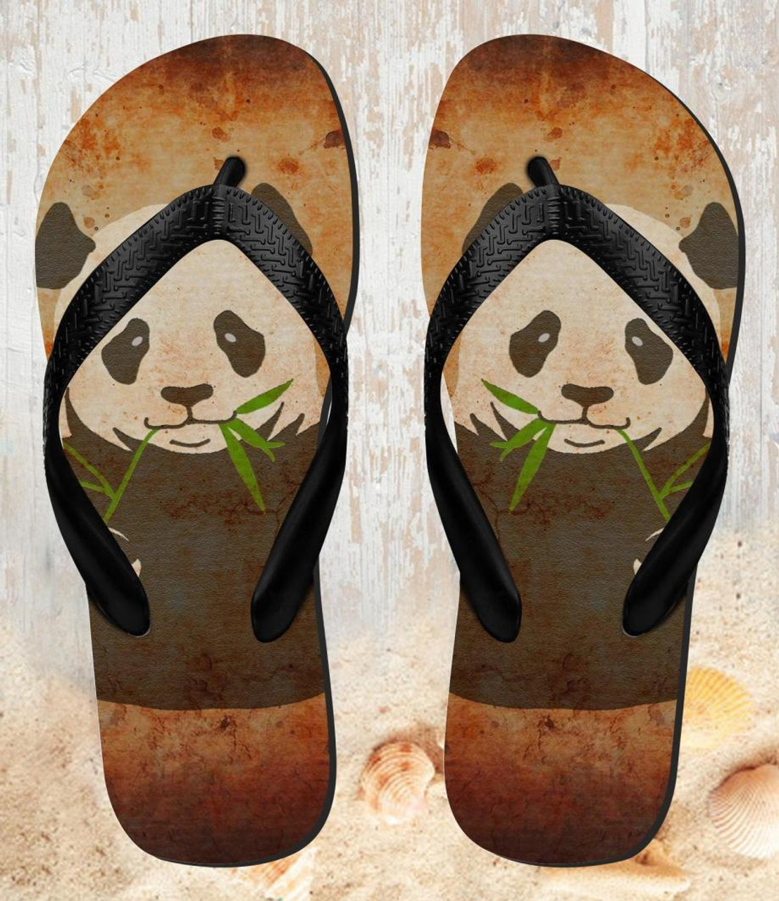 FA0338 Panda Eat Bamboo Vintage Texture Sandali Ciabatte Infradito per  Spiaggia e Piscina Unisex