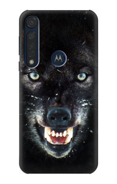 S2823 Black Wolf Blue Eyes Face Case Cover Custodia per Motorola Moto G8 Plus