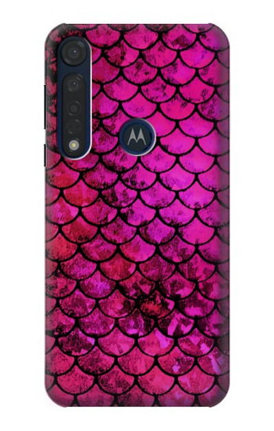 S3051 Pink Mermaid Fish Scale Case Cover Custodia per Motorola Moto G8 Plus