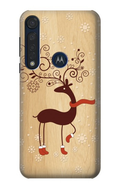 S3081 Wooden Raindeer Graphic Printed Case Cover Custodia per Motorola Moto G8 Plus