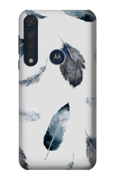 S3085 Feather Paint Pattern Case Cover Custodia per Motorola Moto G8 Plus