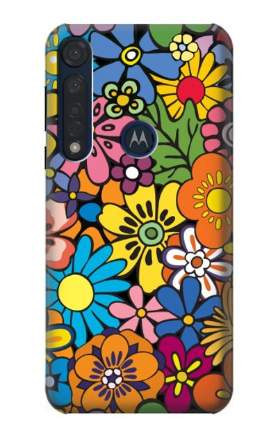 S3281 Colorful Hippie Flowers Pattern Case Cover Custodia per Motorola Moto G8 Plus