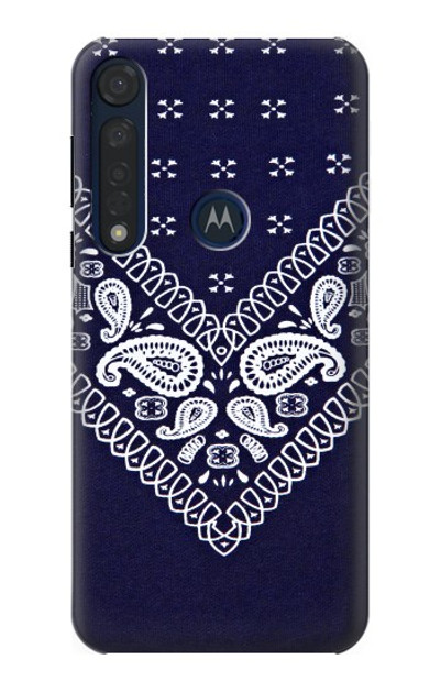 S3357 Navy Blue Bandana Pattern Case Cover Custodia per Motorola Moto G8 Plus
