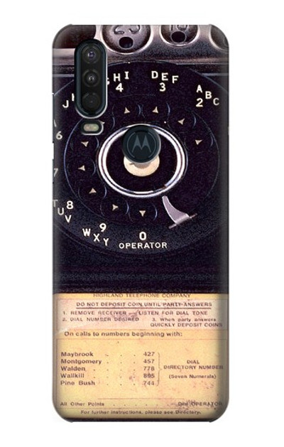 S0086 Payphone Vintage Case Cover Custodia per Motorola One Action (Moto P40 Power)