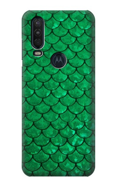 S2704 Green Fish Scale Pattern Graphic Case Cover Custodia per Motorola One Action (Moto P40 Power)