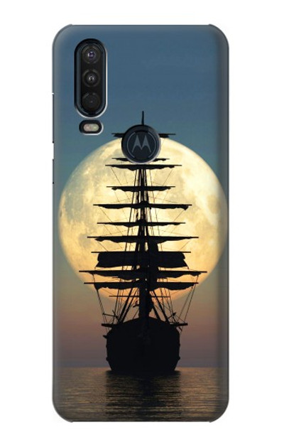 S2897 Pirate Ship Moon Night Case Cover Custodia per Motorola One Action (Moto P40 Power)