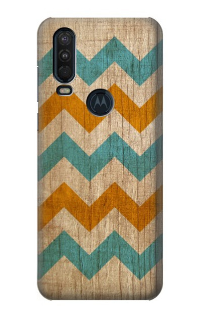 S3033 Vintage Wood Chevron Graphic Printed Case Cover Custodia per Motorola One Action (Moto P40 Power)