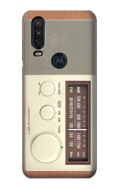 S3165 FM AM Wooden Receiver Graphic Case Cover Custodia per Motorola One Action (Moto P40 Power)