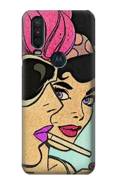 S3171 Girls Pop Art Case Cover Custodia per Motorola One Action (Moto P40 Power)