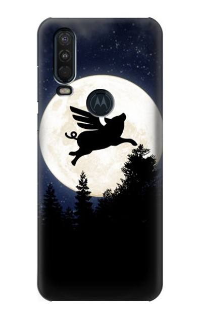 S3289 Flying Pig Full Moon Night Case Cover Custodia per Motorola One Action (Moto P40 Power)