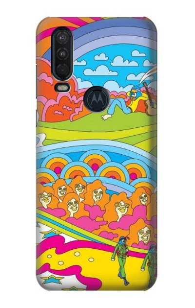 S3407 Hippie Art Case Cover Custodia per Motorola One Action (Moto P40 Power)