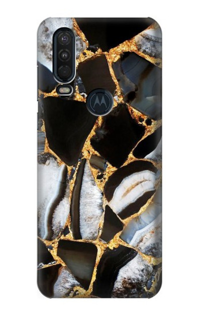 S3419 Gold Marble Graphic Print Case Cover Custodia per Motorola One Action (Moto P40 Power)