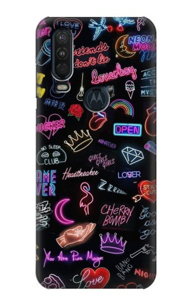 S3433 Vintage Neon Graphic Case Cover Custodia per Motorola One Action (Moto P40 Power)