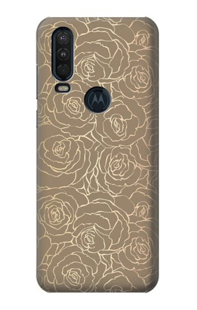 S3466 Gold Rose Pattern Case Cover Custodia per Motorola One Action (Moto P40 Power)