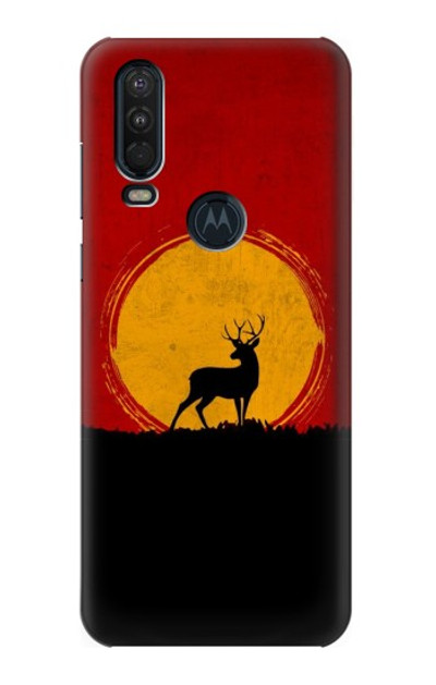 S3513 Deer Sunset Case Cover Custodia per Motorola One Action (Moto P40 Power)