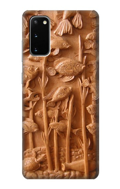 S1307 Fish Wood Carving Graphic Printed Case Cover Custodia per Samsung Galaxy S20