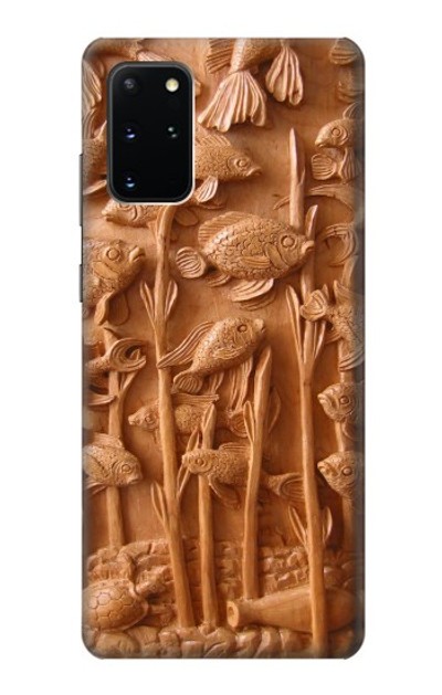 S1307 Fish Wood Carving Graphic Printed Case Cover Custodia per Samsung Galaxy S20 Plus, Galaxy S20+