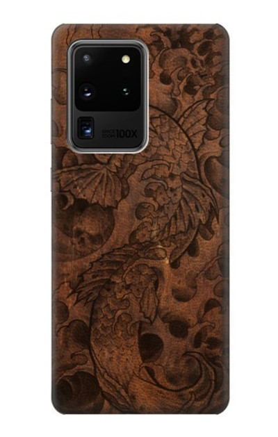 S3405 Fish Tattoo Leather Graphic Print Case Cover Custodia per Samsung Galaxy S20 Ultra