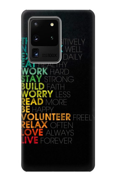 S3523 Think Positive Words Quotes Case Cover Custodia per Samsung Galaxy S20 Ultra