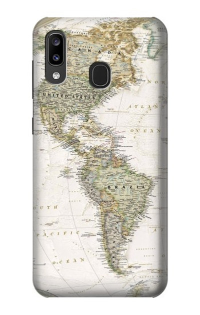 S0604 World Map Case Cover Custodia per Samsung Galaxy A20, Galaxy A30