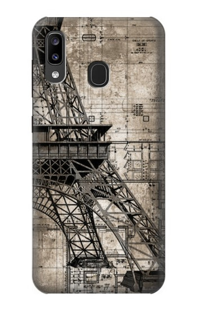 S3416 Eiffel Tower Blueprint Case Cover Custodia per Samsung Galaxy A20, Galaxy A30