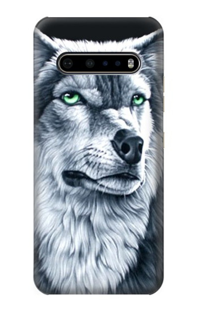 S0123 Grim White Wolf Case Cover Custodia per LG V60 ThinQ 5G