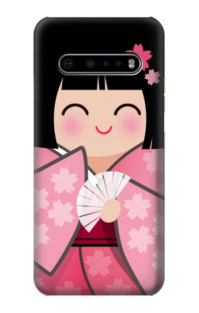 S3042 Japan Girl Hina Doll Kimono Sakura Case Cover Custodia per LG V60 ThinQ 5G