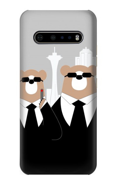 S3557 Bear in Black Suit Case Cover Custodia per LG V60 ThinQ 5G