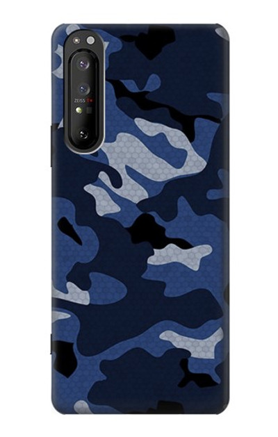 S2959 Navy Blue Camo Camouflage Case Cover Custodia per Sony Xperia 1 II