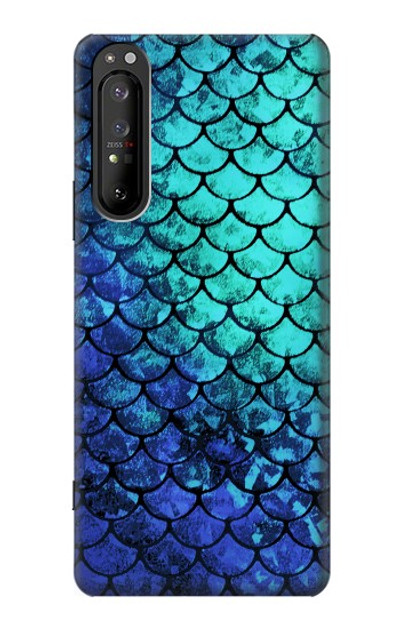 S3047 Green Mermaid Fish Scale Case Cover Custodia per Sony Xperia 1 II