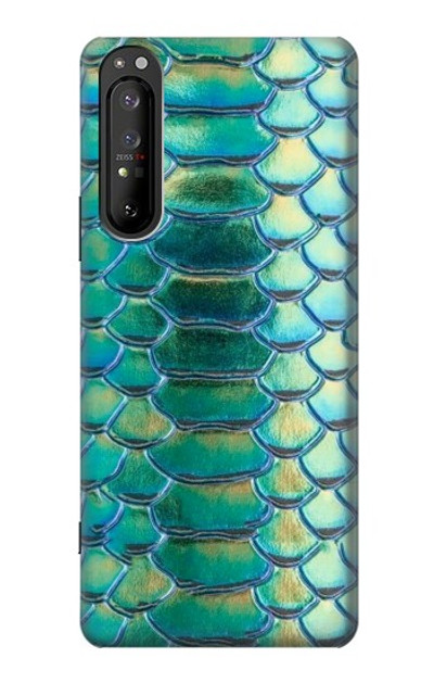 S3414 Green Snake Scale Graphic Print Case Cover Custodia per Sony Xperia 1 II