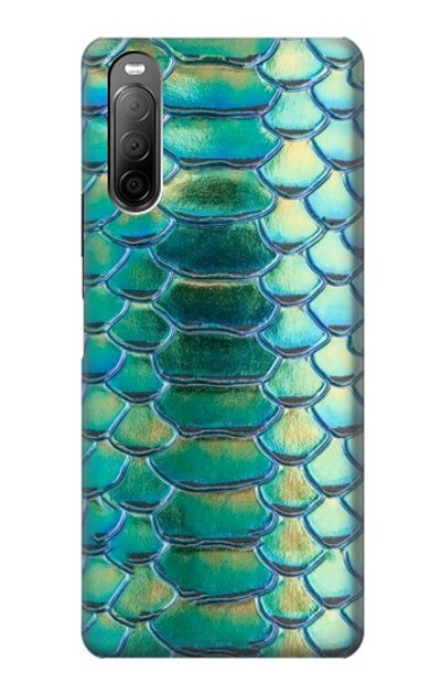 S3414 Green Snake Scale Graphic Print Case Cover Custodia per Sony Xperia 10 II