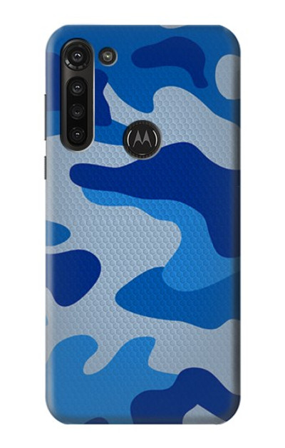 S2958 Army Blue Camo Camouflage Case Cover Custodia per Motorola Moto G8 Power