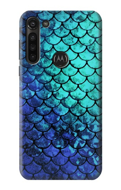 S3047 Green Mermaid Fish Scale Case Cover Custodia per Motorola Moto G8 Power