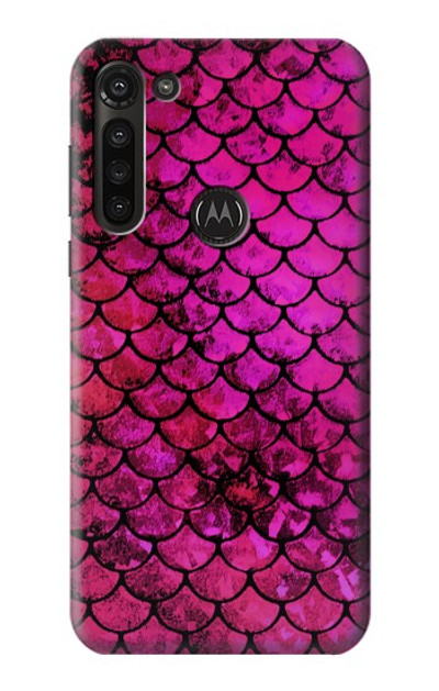 S3051 Pink Mermaid Fish Scale Case Cover Custodia per Motorola Moto G8 Power