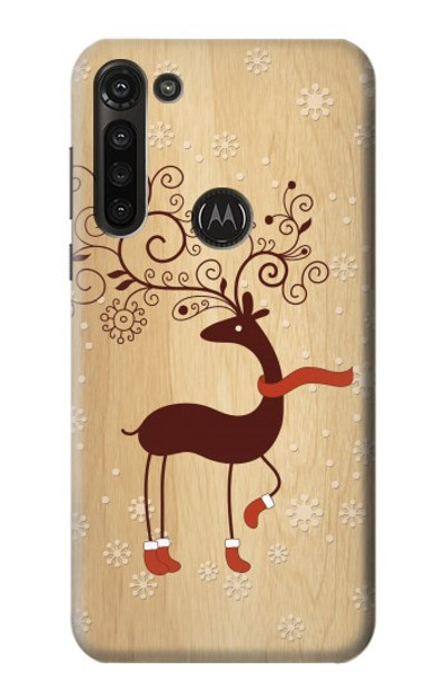 S3081 Wooden Raindeer Graphic Printed Case Cover Custodia per Motorola Moto G8 Power