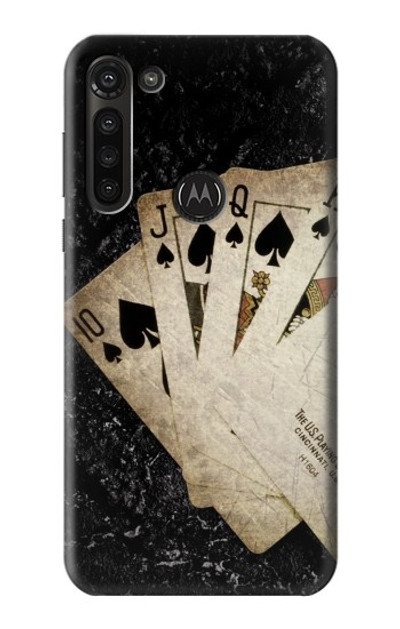 S3231 Vintage Royal Straight Flush Cards Case Cover Custodia per Motorola Moto G8 Power