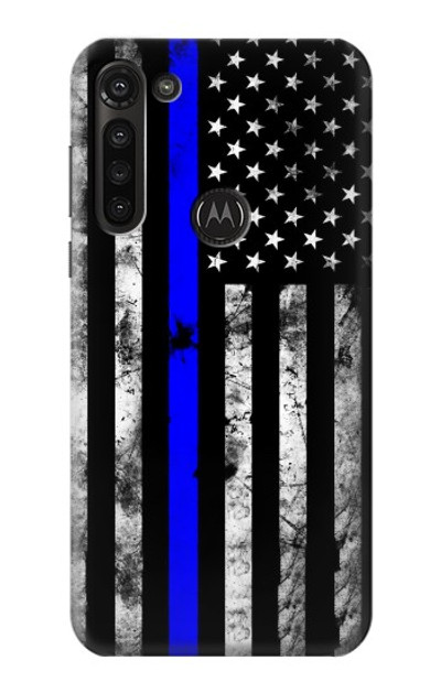 S3244 Thin Blue Line USA Case Cover Custodia per Motorola Moto G8 Power