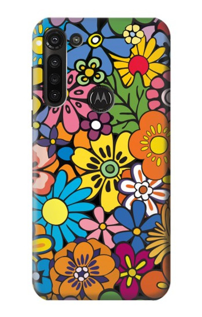 S3281 Colorful Hippie Flowers Pattern Case Cover Custodia per Motorola Moto G8 Power